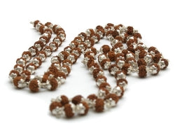 Mala-Kette aus Rudraksha mit Silberkäppchen - YOGISHOP