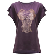 Yoga-T-Shirt Batwing „elephant“ - berry/copper - YOGISHOP