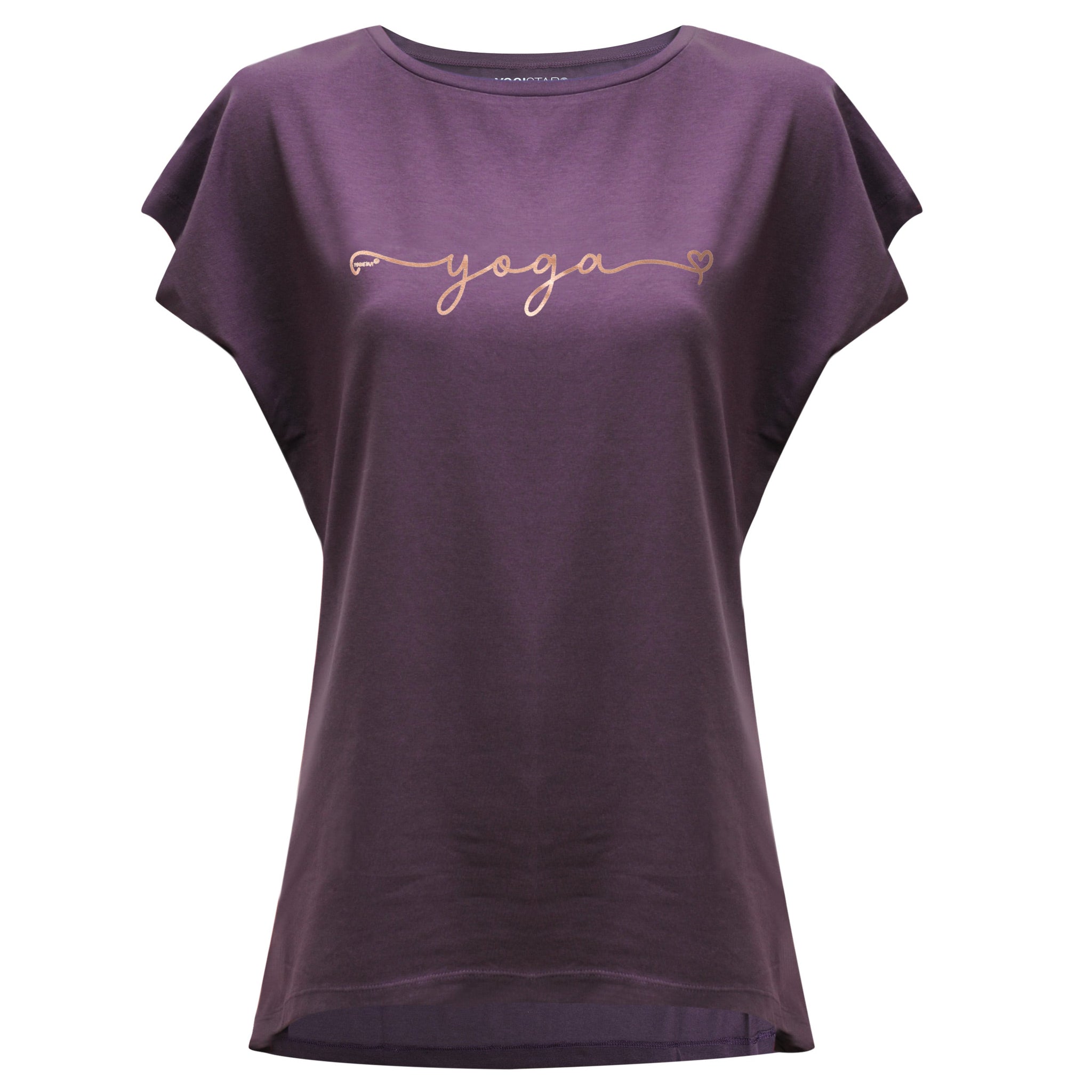 Yoga-T-Shirt Batwing „yoga“ - berry/copper - YOGISHOP