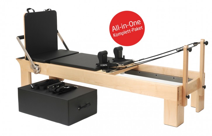 Pilates Reformer Maple "Therapeutic Leg" (incl. Sitting Box and Jump Board) - black 