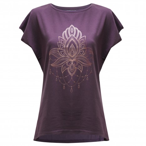Yoga T-shirt Batwing "celestial flower" - berry/copper XL
