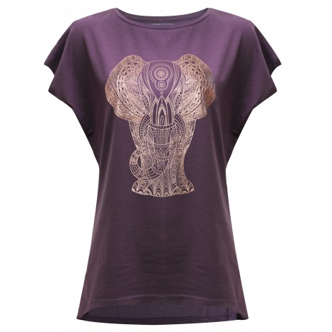 Yoga-T-Shirt Batwing „elephant“ - berry/copper L