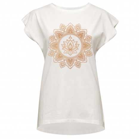 Yoga T-shirt Batwing "lotus" - ivory/copper S