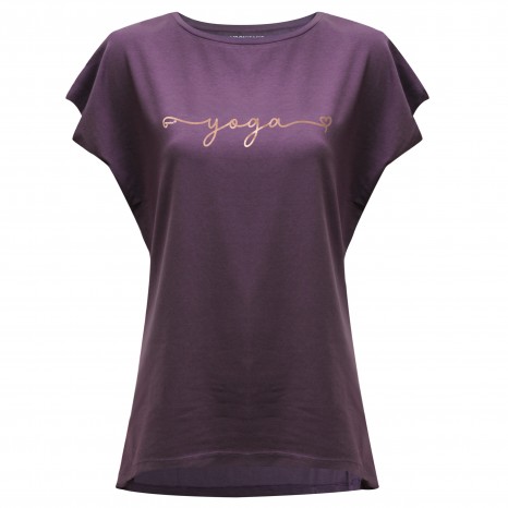 Yoga T-shirt Batwing "yoga" - berry/copper L
