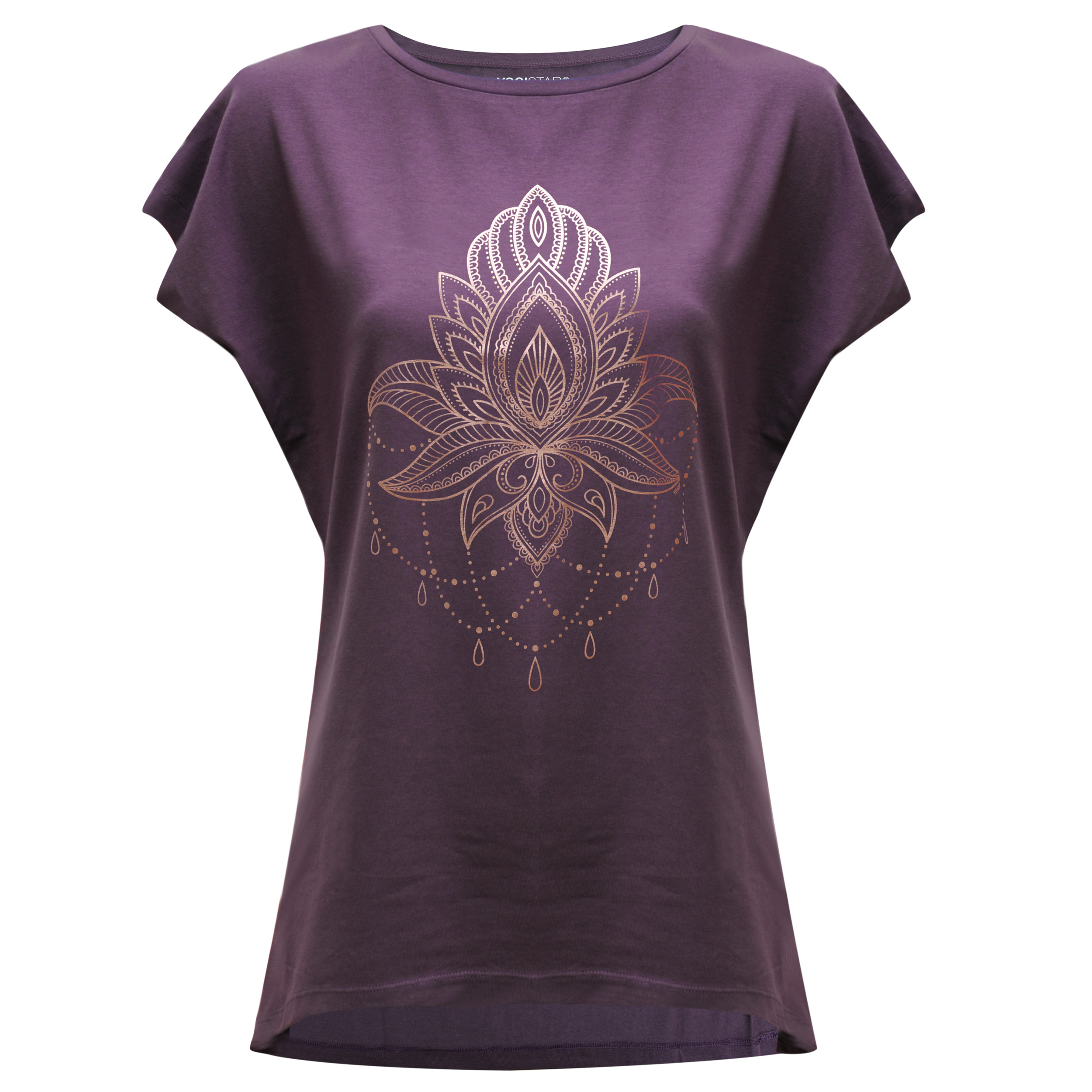 YOGISTAR.COM | Yoga-T-Shirt Batwing „celestial flower“ - berry/copper | Yoga-Zubehör,  Yogamatten und Yoga
